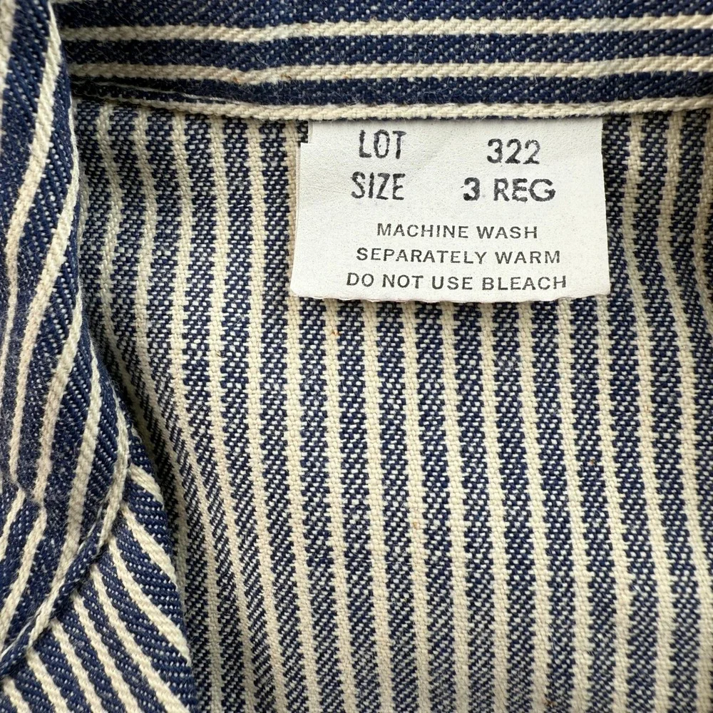 Vintage OshKosh B'Gosh Union Made Sanforized Chore Jacket Blue Stripe 3‎ Reg USA